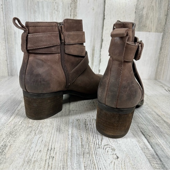 Tara M. Brown Leather Ankle Boots with Leather Straps Buckle Detail #1167 - Picture 7 of 11